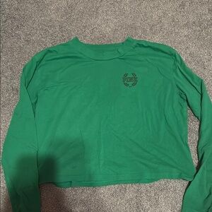 PINK Victoria’s Secret Green Long Sleeve Crop Top
